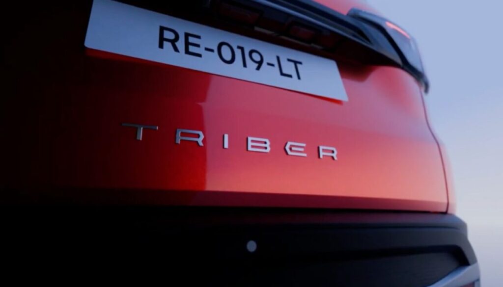 Back view of the 2025 Renault Triber facelift with new logo and design