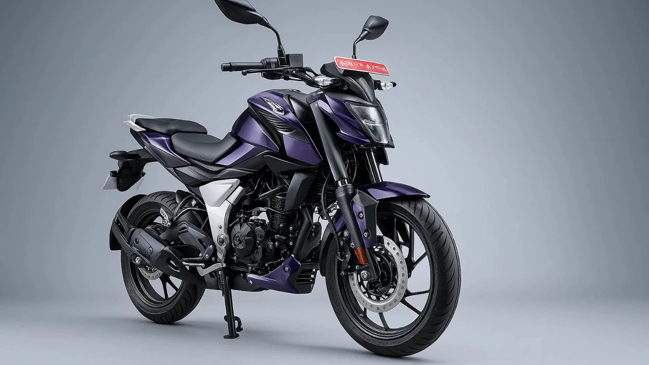 Side view of the new Bajaj Pulsar N125 in purple – stylish commuter featured in our Bajaj Pulsar N125 Review.