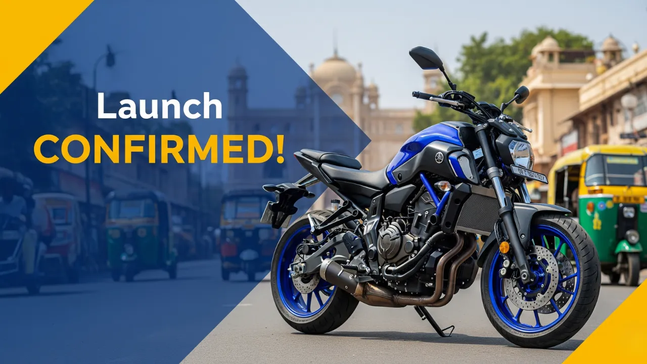 Yamaha MT-07 Hyper Naked motorcycle side view with LED headlight