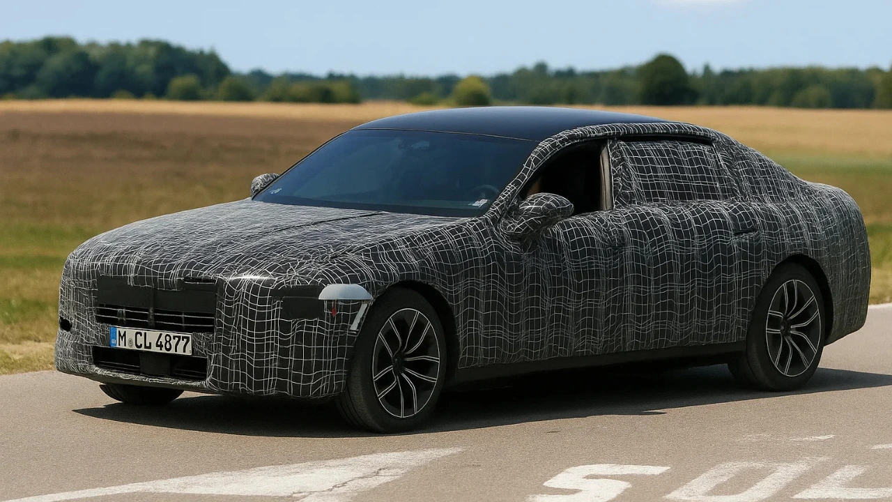 Camouflaged BMW 7 Series prototype testing.