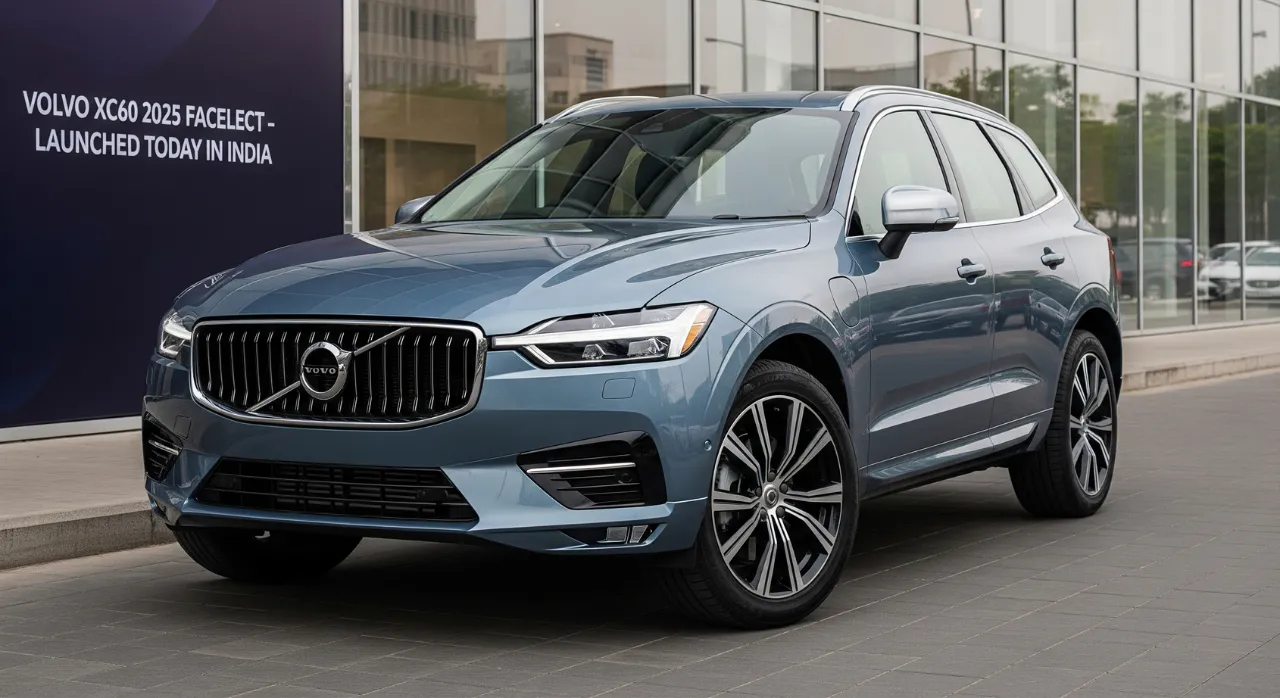Front view of the new Volvo XC60 Facelift, showcasing its updated design.